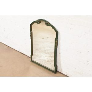 Stickley Brothers Antique Early American Country Cottage Green Lacquered Wall Mirror, Circa 1920s