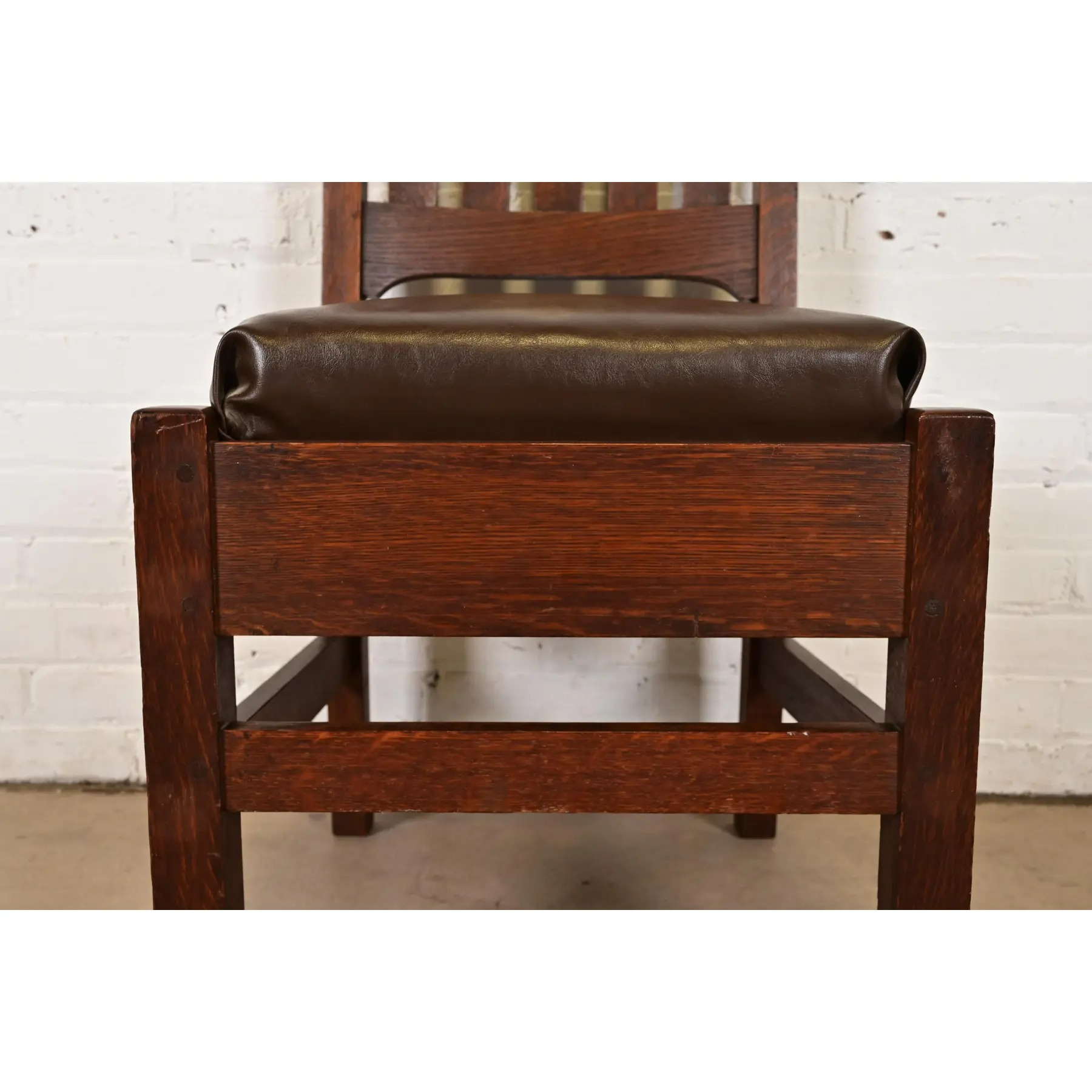 Stickley Brothers Style Antique Mission Oak Arts & Crafts Side Chair or Desk Chair, Circa 1910 - Image 8