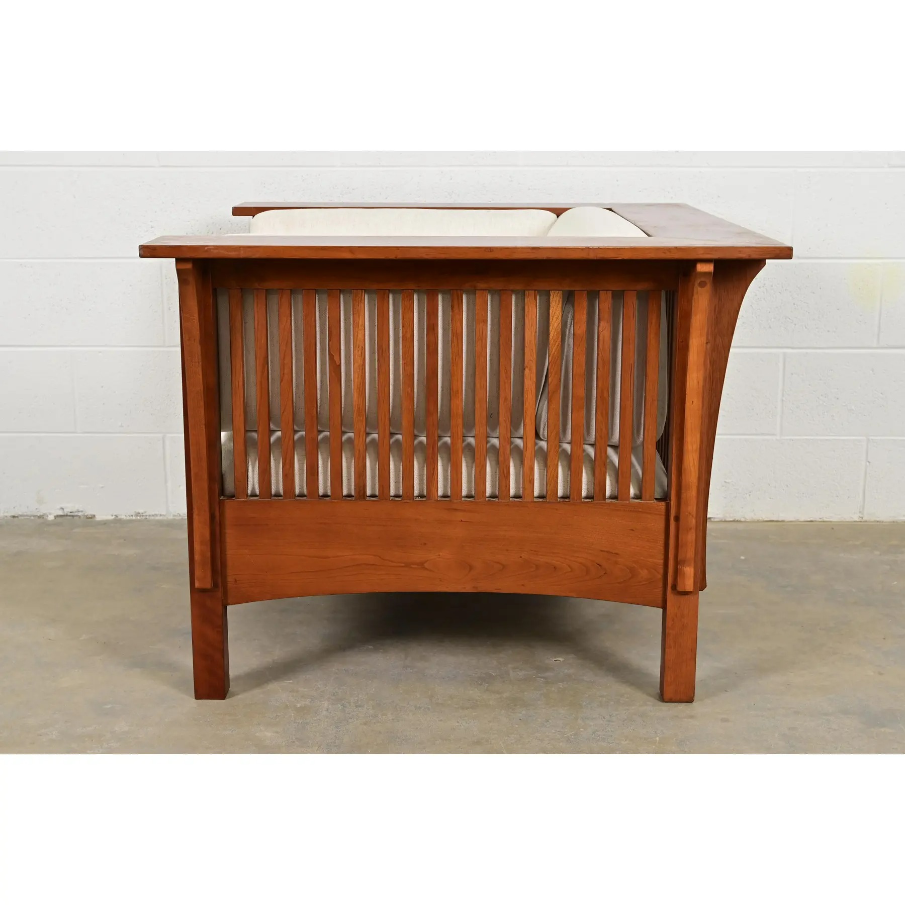 Stickley Mission Arts & Crafts Cherry Wood Spindle Lounge Chair, Newly Upholstered - Image 8