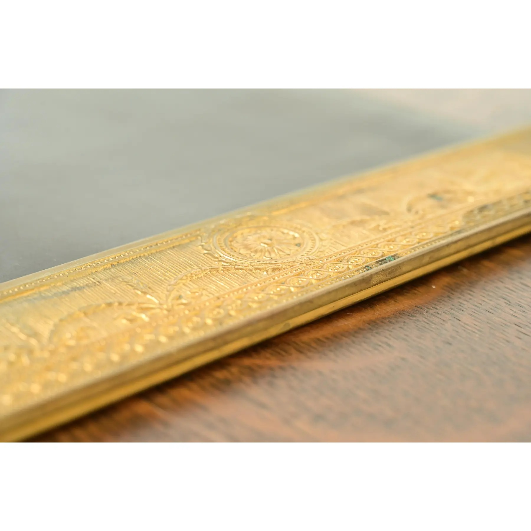 Tiffany Studios New York "Adam" Bronze Doré Blotter Ends With Leather Desk Blotter - Image 8