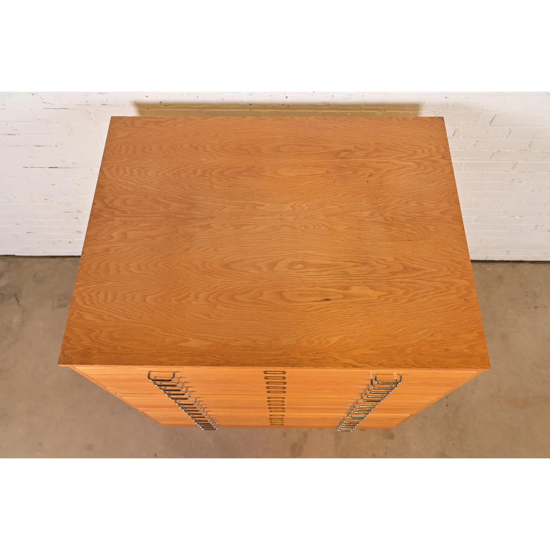 Mid-Century Modern Oak 15-Drawer Architect's Blueprint Flat File Cabinet - Image 9