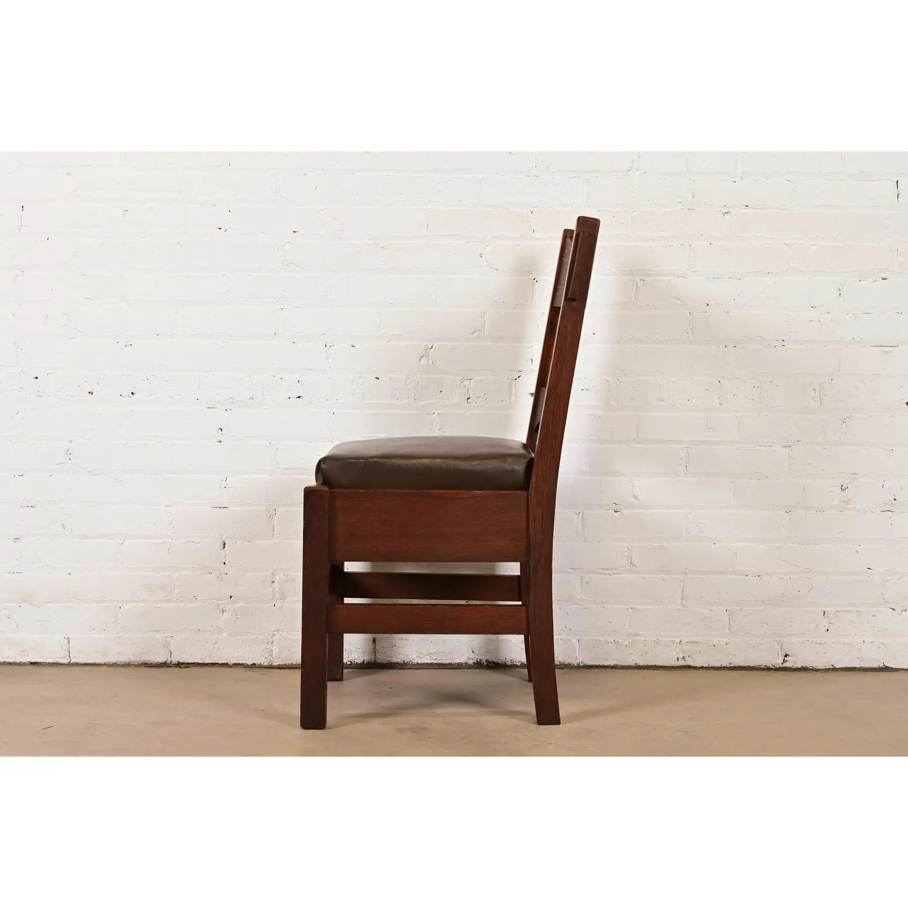 Stickley Brothers Style Antique Mission Oak Arts & Crafts Side Chair or Desk Chair, Circa 1910 - Image 9