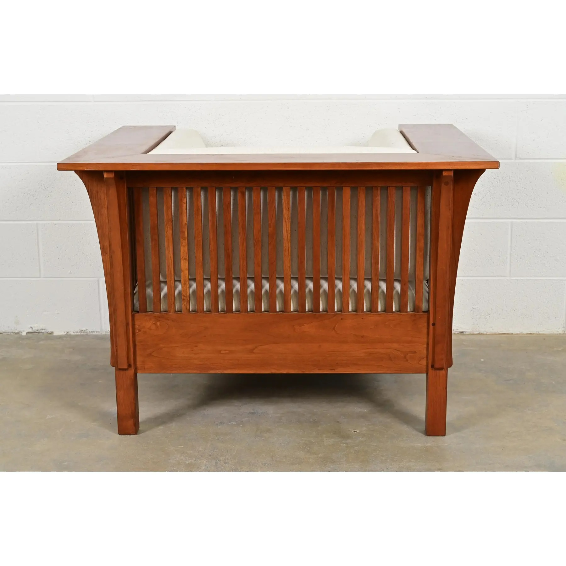 Stickley Mission Arts & Crafts Cherry Wood Spindle Lounge Chair, Newly Upholstered - Image 9