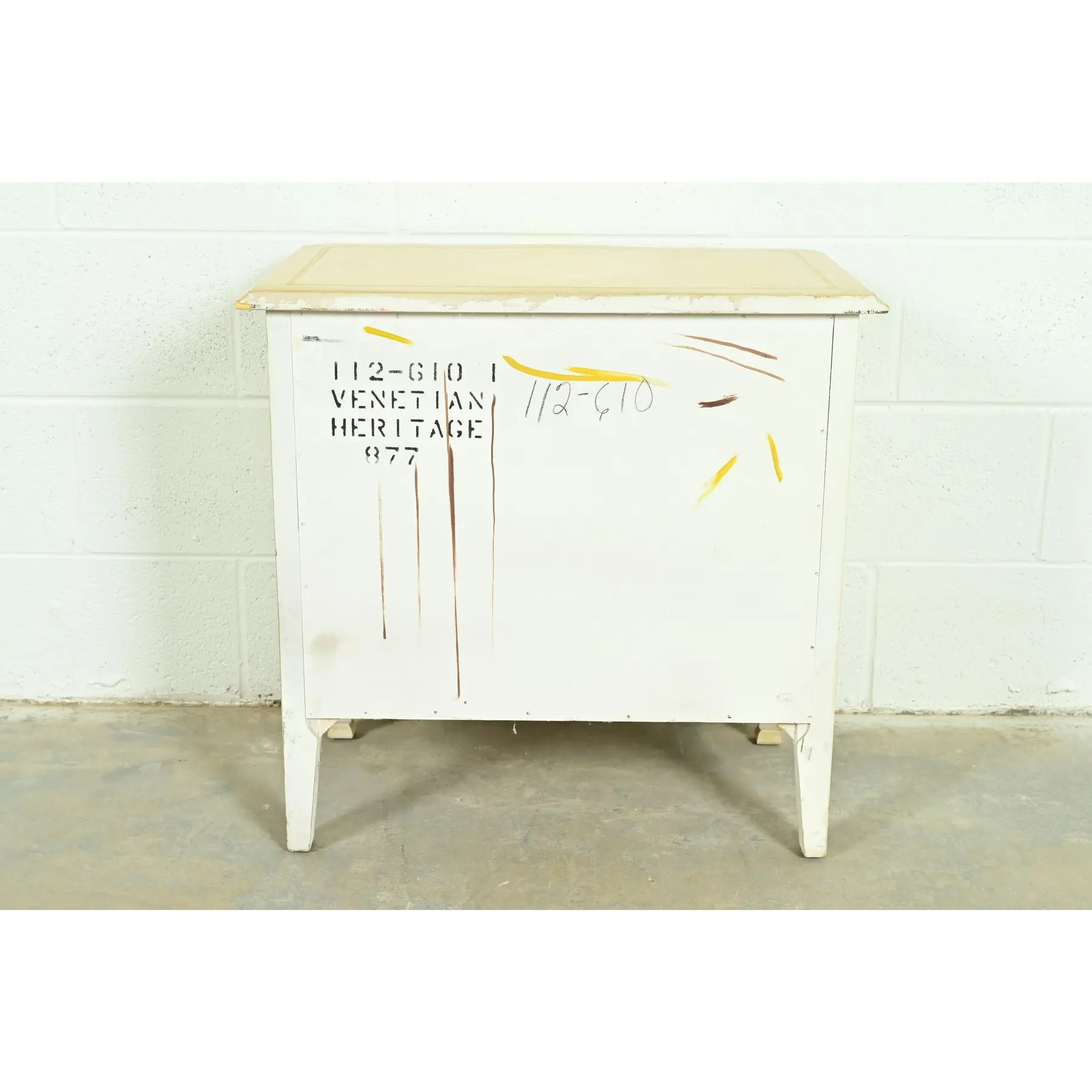 Drexel Heritage French Provincial Louis XV Cream Lacquered Paint-Decorated Nightstand, 1970s - Image 11