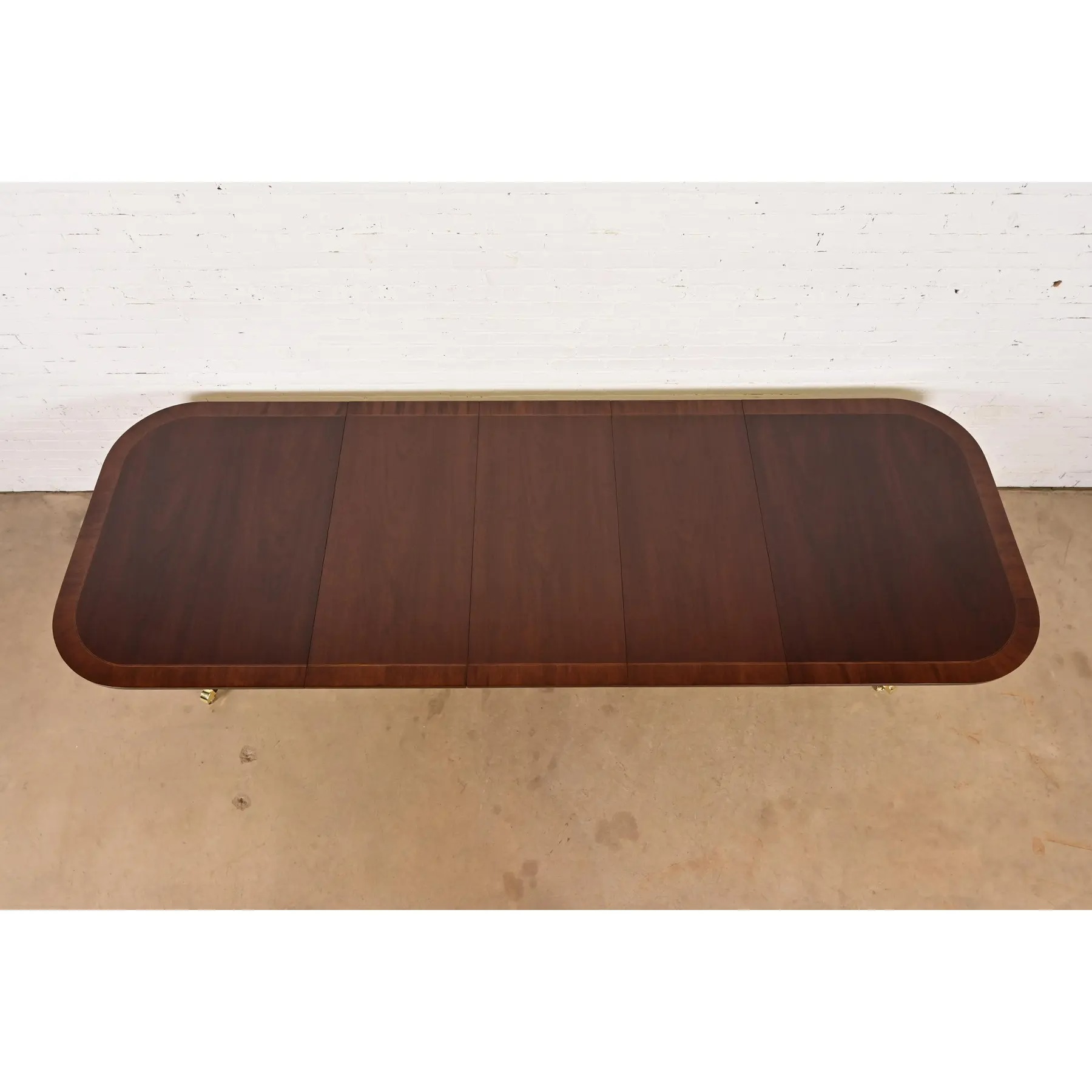 Councill Furniture Georgian Banded Mahogany Double Pedestal Extension Dining Table, Newly Refinished - Image 5