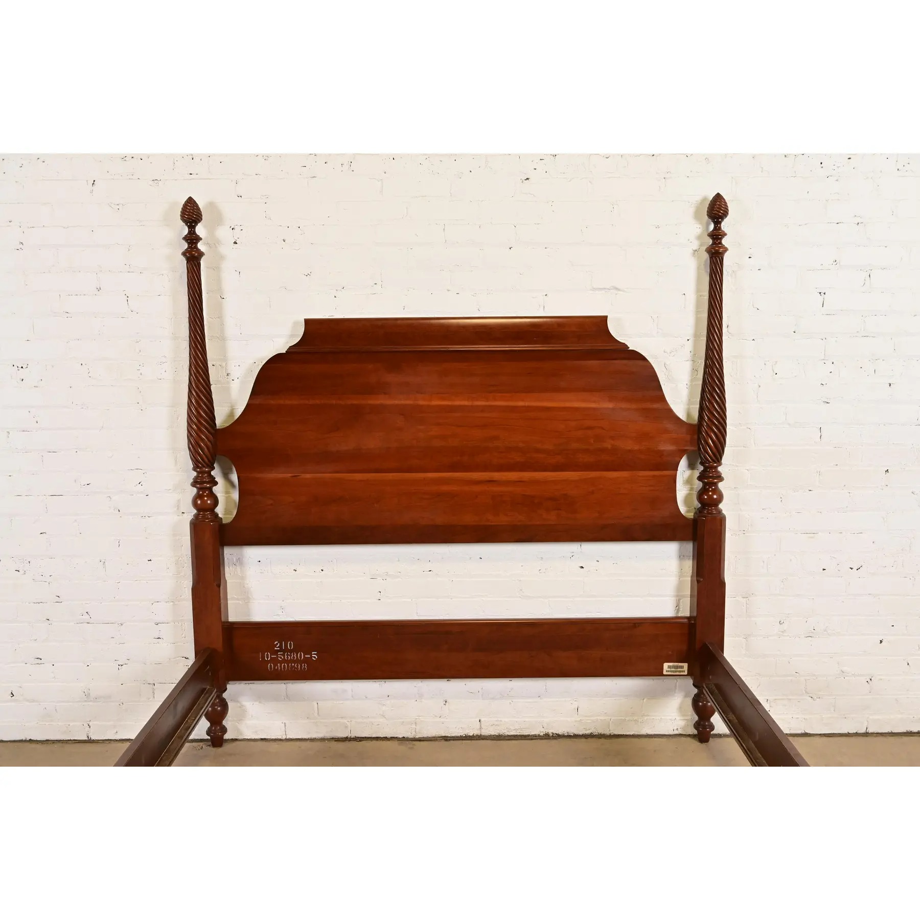 Ethan Allen Georgian Carved Solid Cherry Wood King Size Poster Bed - Image 6