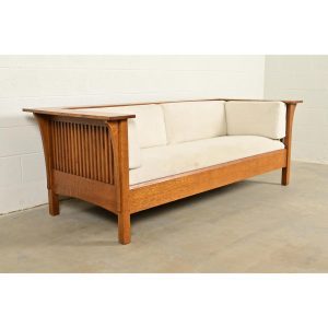 Stickley Mission Oak Arts & Crafts Spindle Settle Sofa