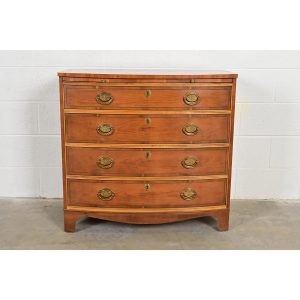 Baker Furniture Georgian English Yew Wood Bow Front Dresser or Chest of Drawers