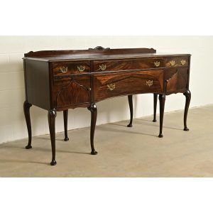 Limbert Antique Queen Anne Carved Mahogany Sideboard or Bar Cabinet, Circa 1920s