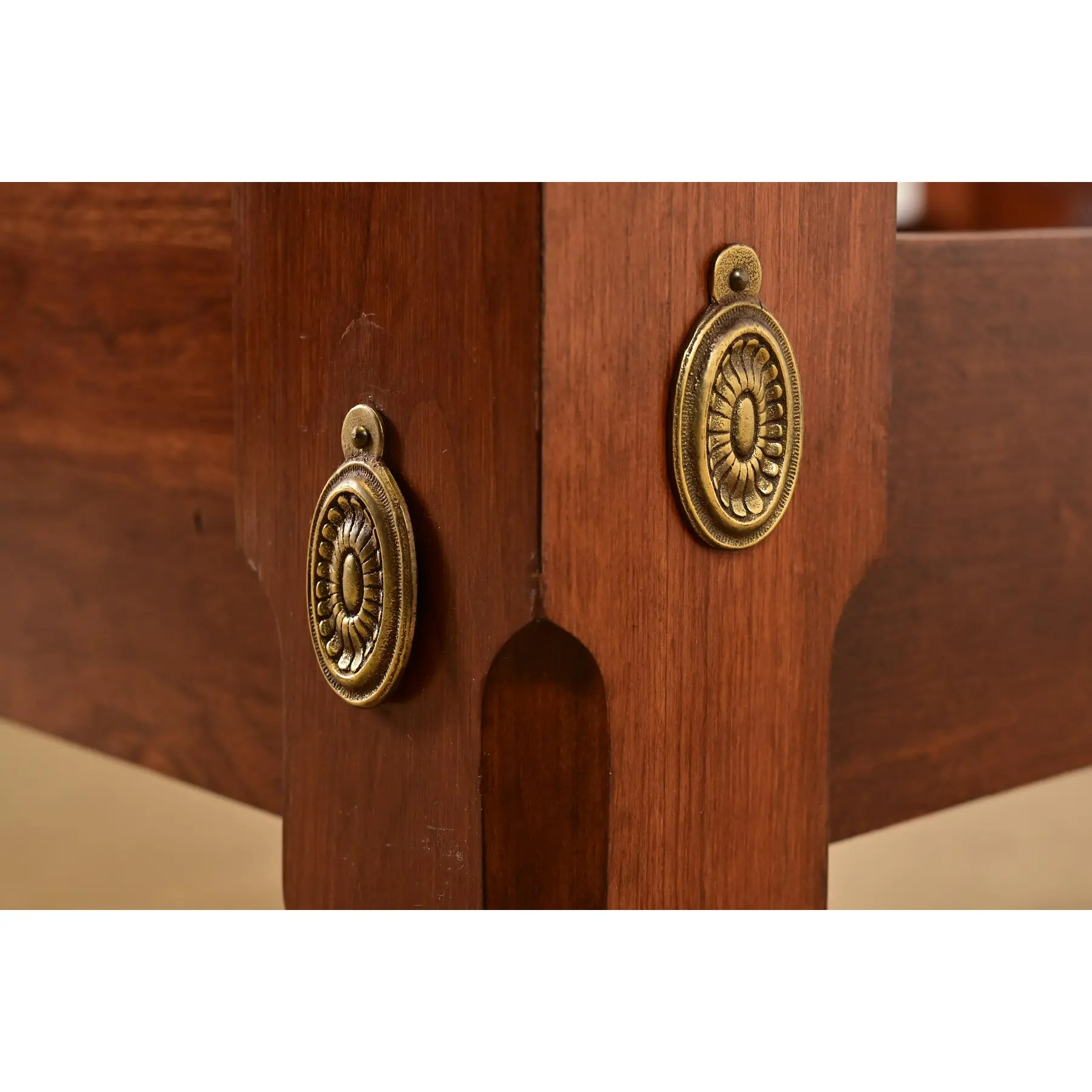 Ethan Allen Georgian Carved Solid Cherry Wood King Size Poster Bed - Image 8