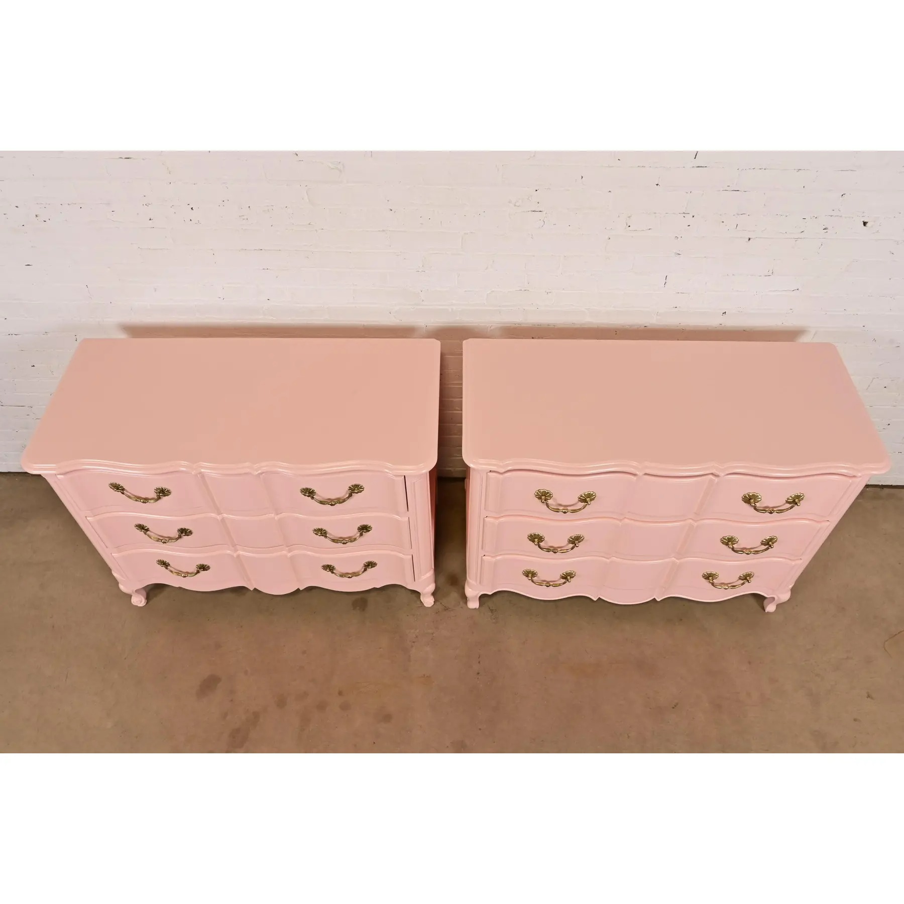 French Provincial Louis XV Pink Lacquered Dresser Chests, Newly Refinished - Image 10