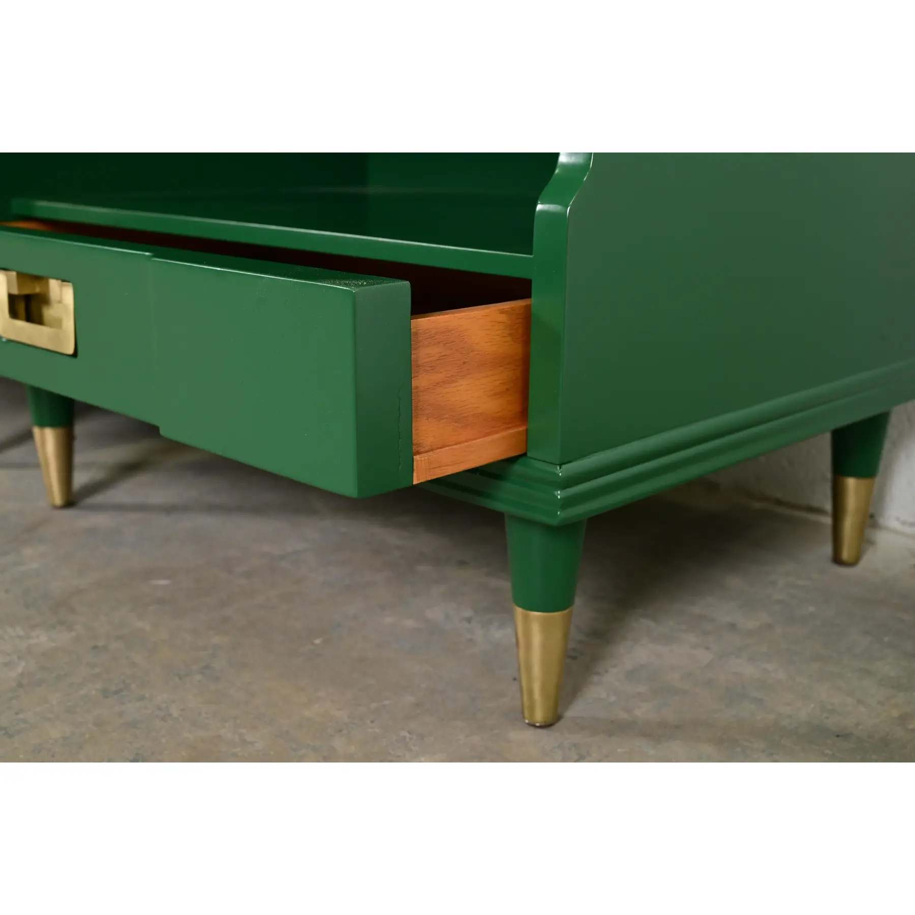 John Widdicomb Mid-Century Modern Hollywood Regency Green Lacquered Nightstands, Newly Refinished - Image 10