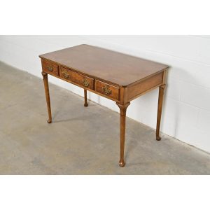 Baker Furniture Queen Anne Burled Walnut Writing Desk, Circa 1960s