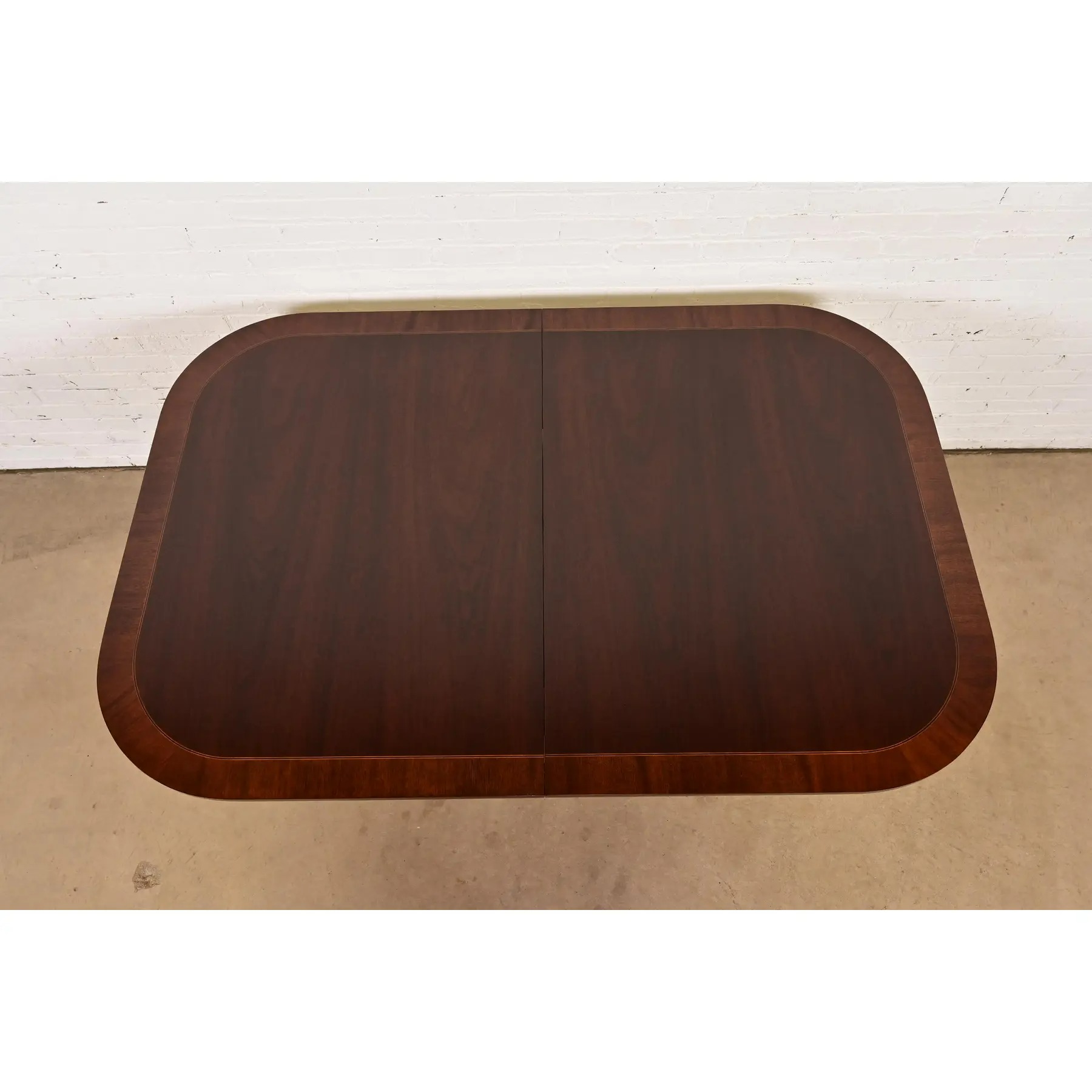 Councill Furniture Georgian Banded Mahogany Double Pedestal Extension Dining Table, Newly Refinished - Image 9