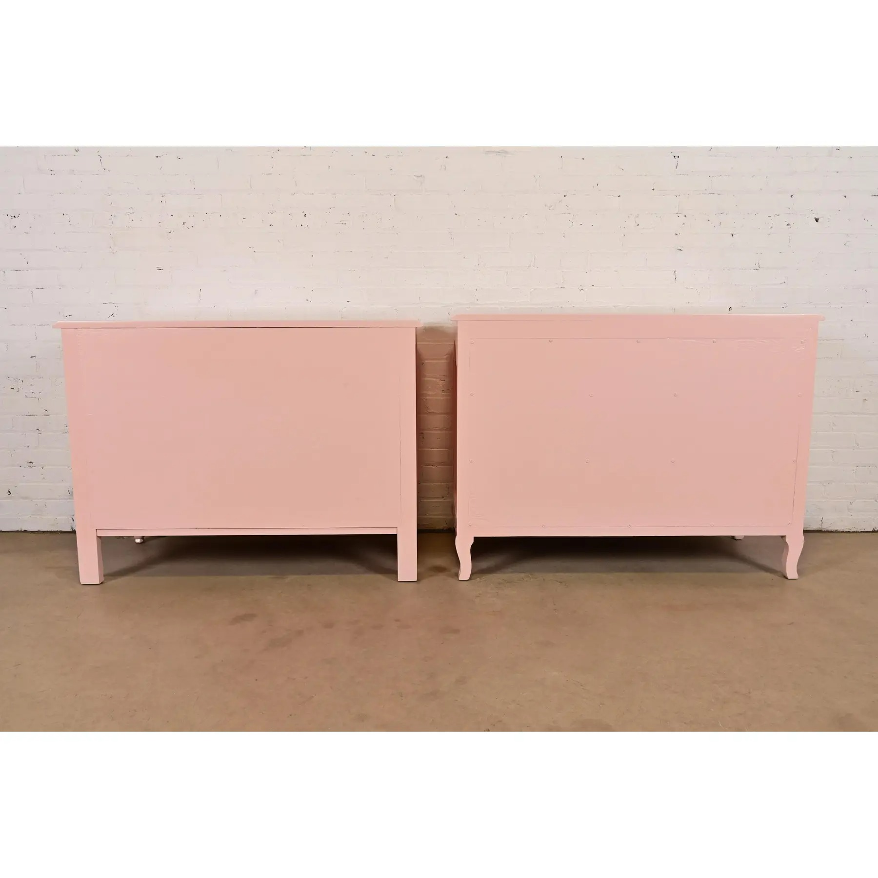 French Provincial Louis XV Pink Lacquered Dresser Chests, Newly Refinished - Image 12