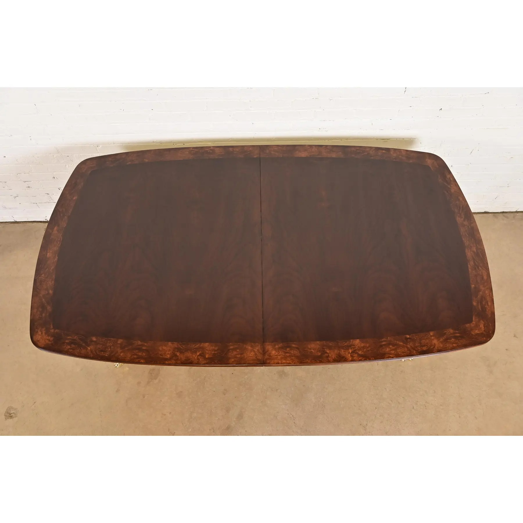 John Widdicomb Georgian Banded Mahogany Double Pedestal Extension Dining Table, Newly Refinished - Image 9