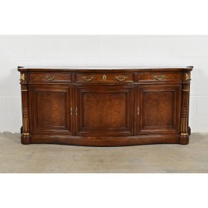 Karges French Regency Louis XVI Carved Walnut and Parcel Gilt Sideboard or Bar Cabinet