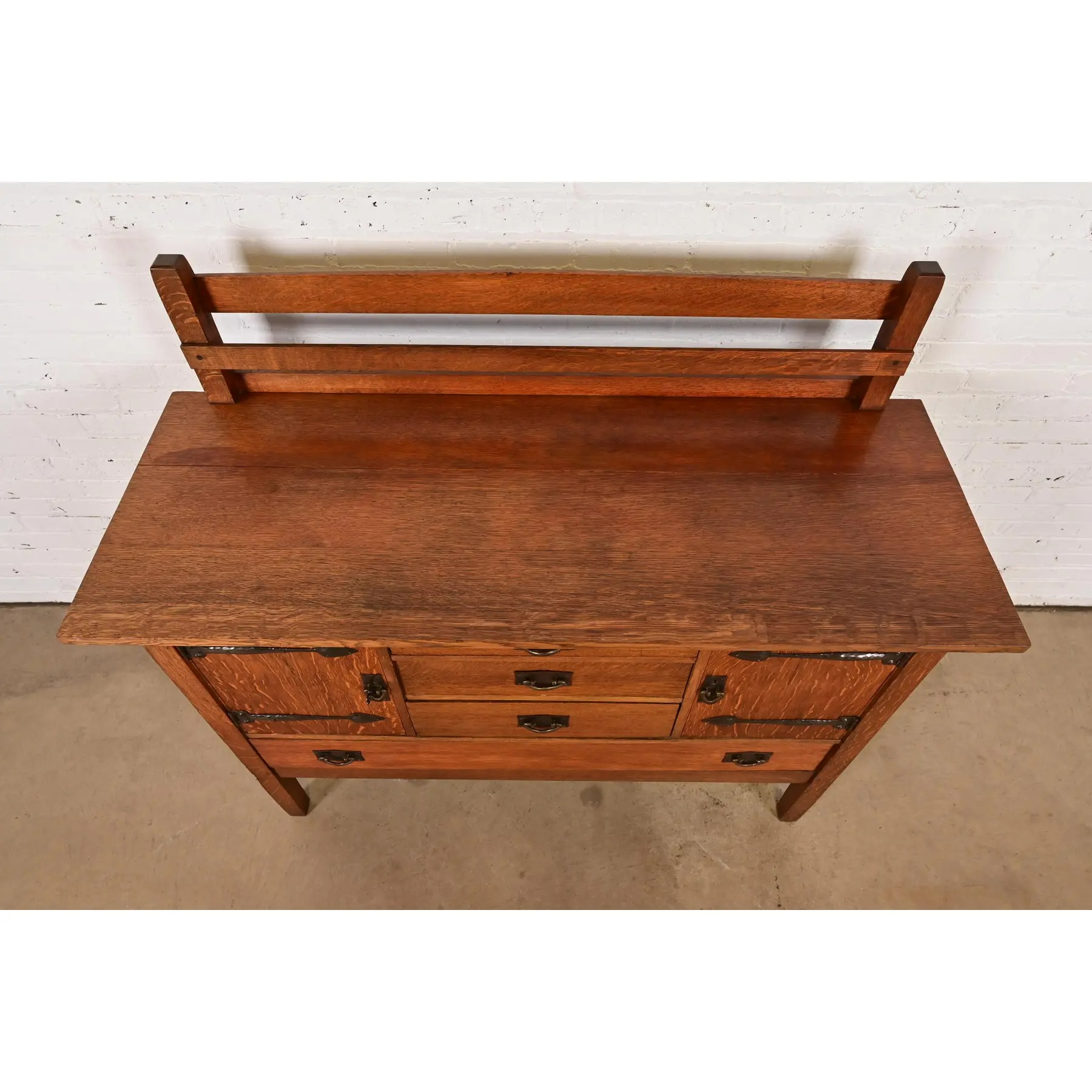 Gustav Stickley Antique Mission Oak Arts & Crafts Strap Hinge Sideboard, Circa 1910 - Image 11