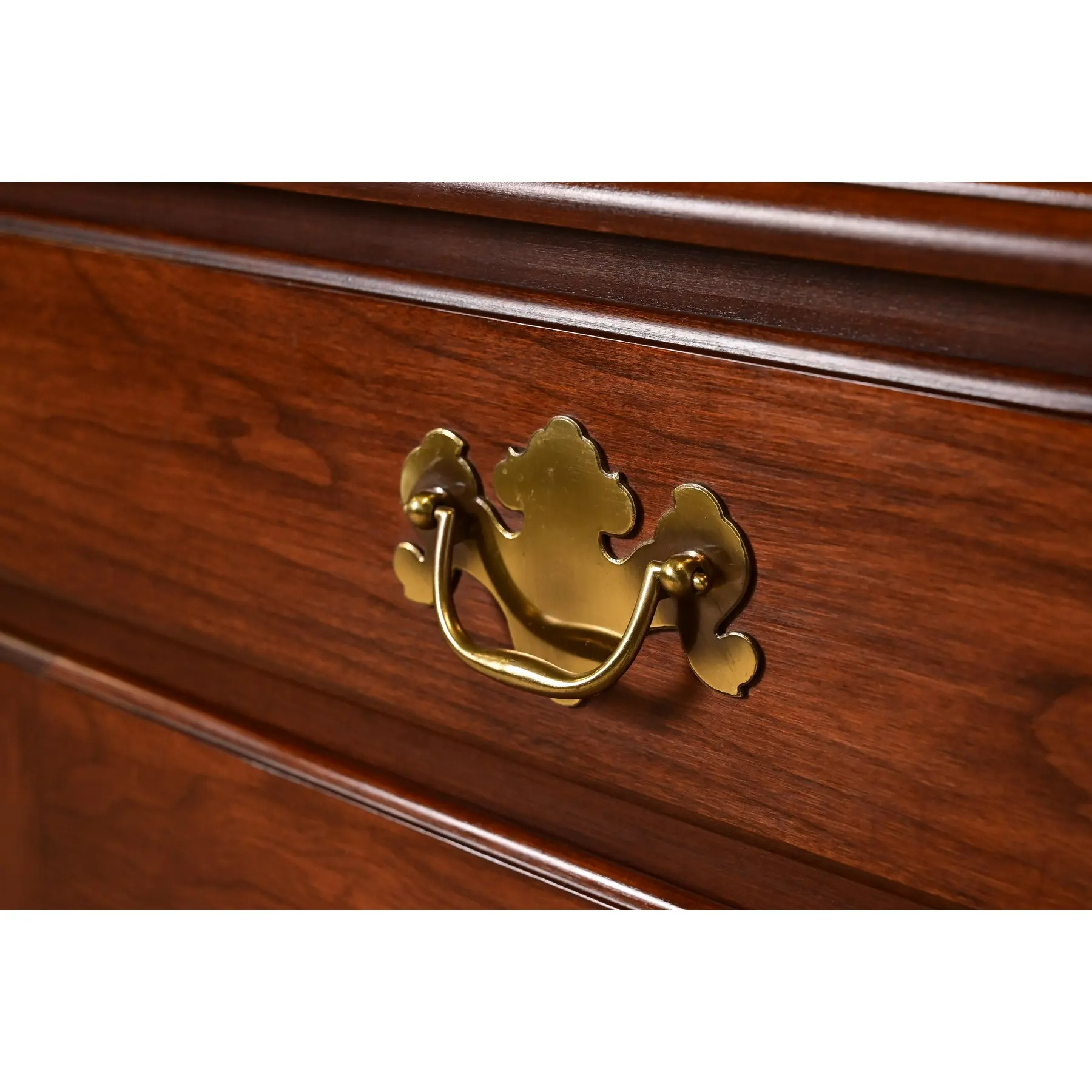 Henkel Harris American Colonial Solid Cherry Wood Breakfront or Sideboard Buffet With Hutch Top, 1977 - Image 8