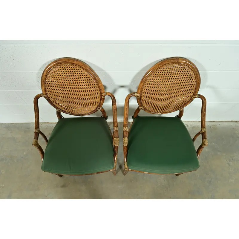 McGuire Hollywood Regency Organic Modern Bamboo and Cane Armchairs, Pair - Image 5