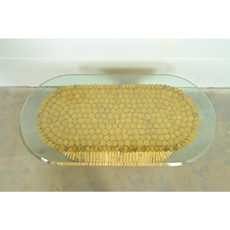 McGuire Hollywood Regency Organic Modern Bamboo Sheaf of Wheat Pedestal Coffee Table, Circa 1970s - Image 5