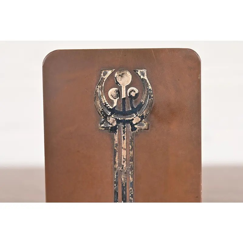 Silver Crest Arts & Crafts Sterling Silver on Bronze Bookends, Pair - Image 5