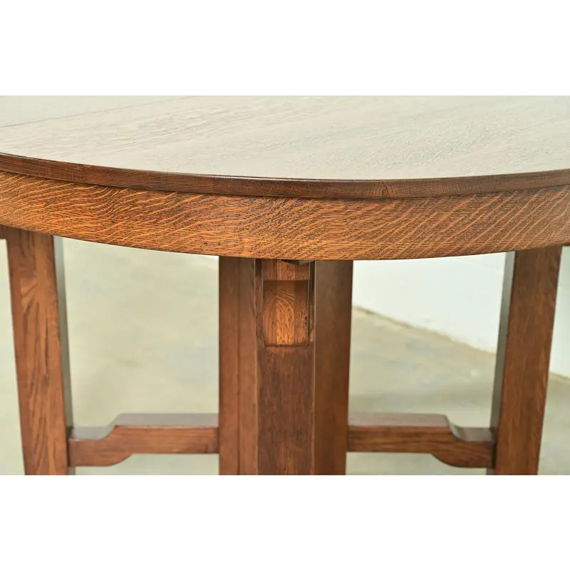 Stickley Brothers Style Antique Mission Oak Arts & Crafts Extension Dining Table, Newly Refinished - Image 5