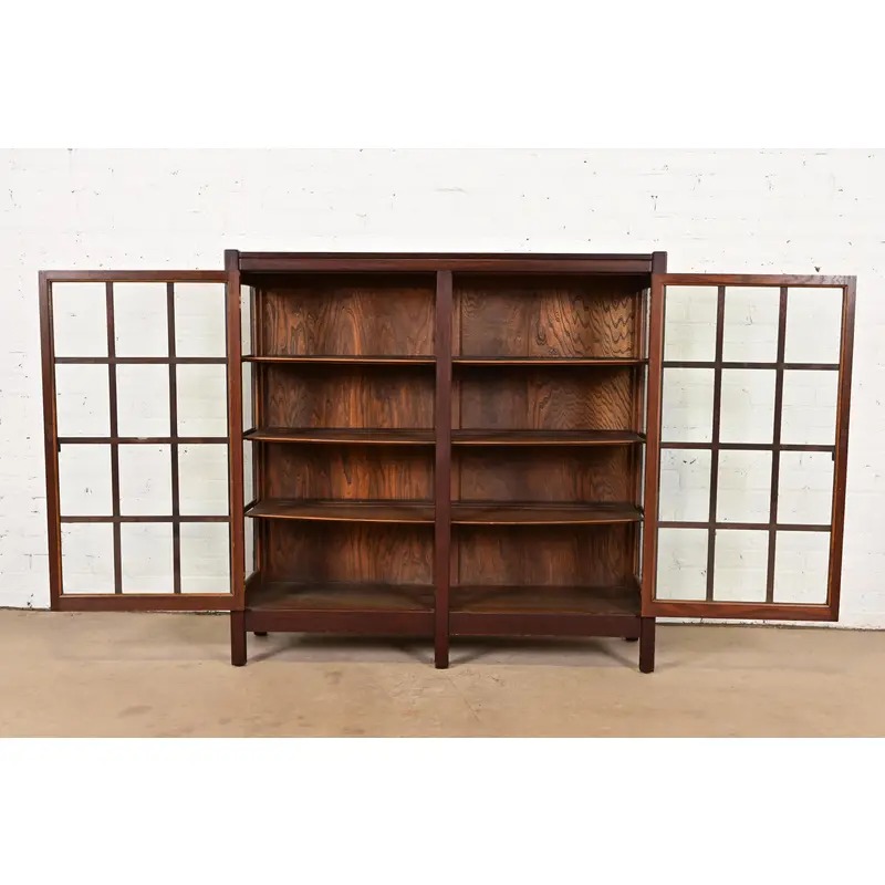 Stickley Brothers Style Antique Mission Oak Arts & Crafts Glass Front Bookcase Cabinet, Circa 1900 - Image 5