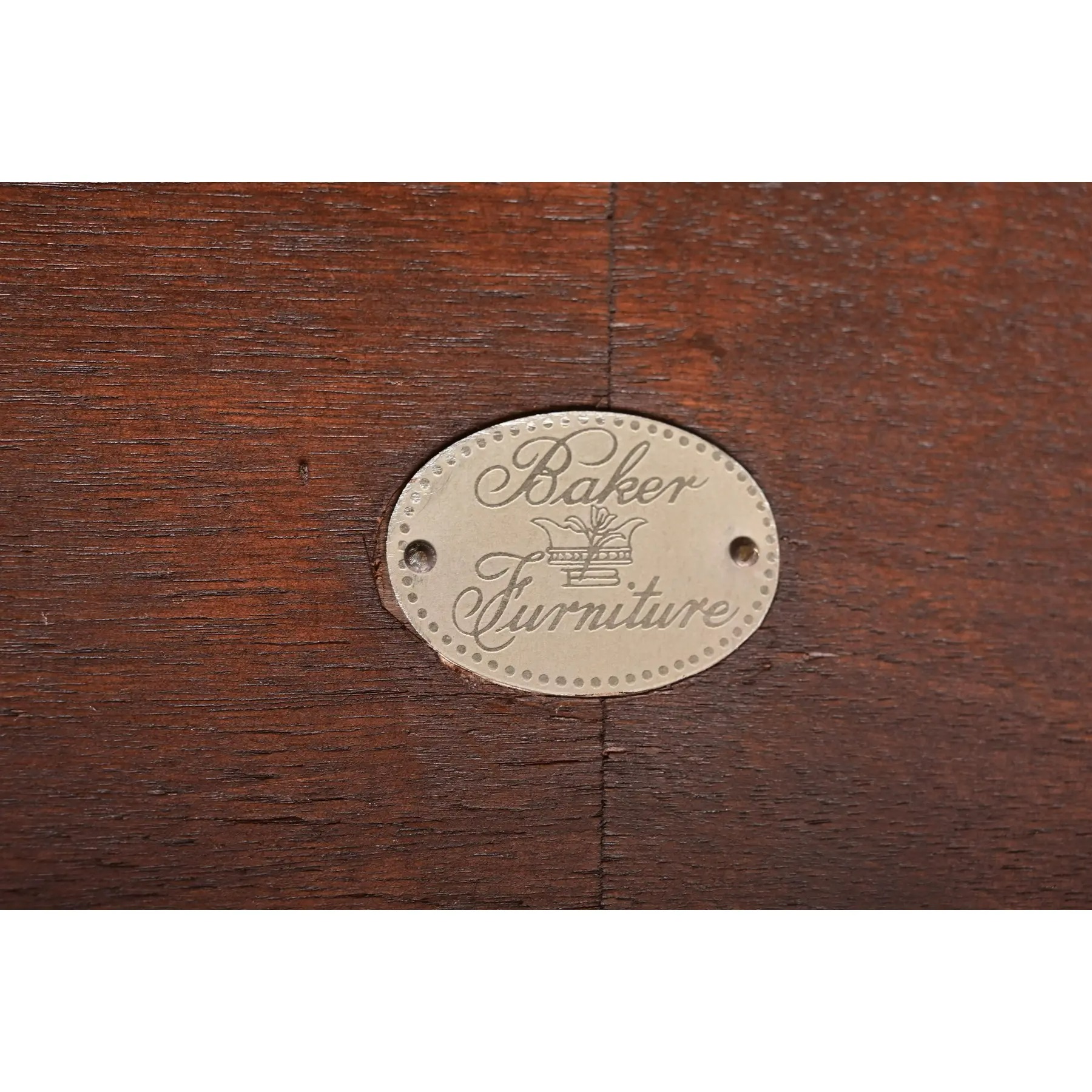 Baker Furniture Stately Homes Chippendale Burled Walnut Extension Dining Table, Newly Refinished - Image 13