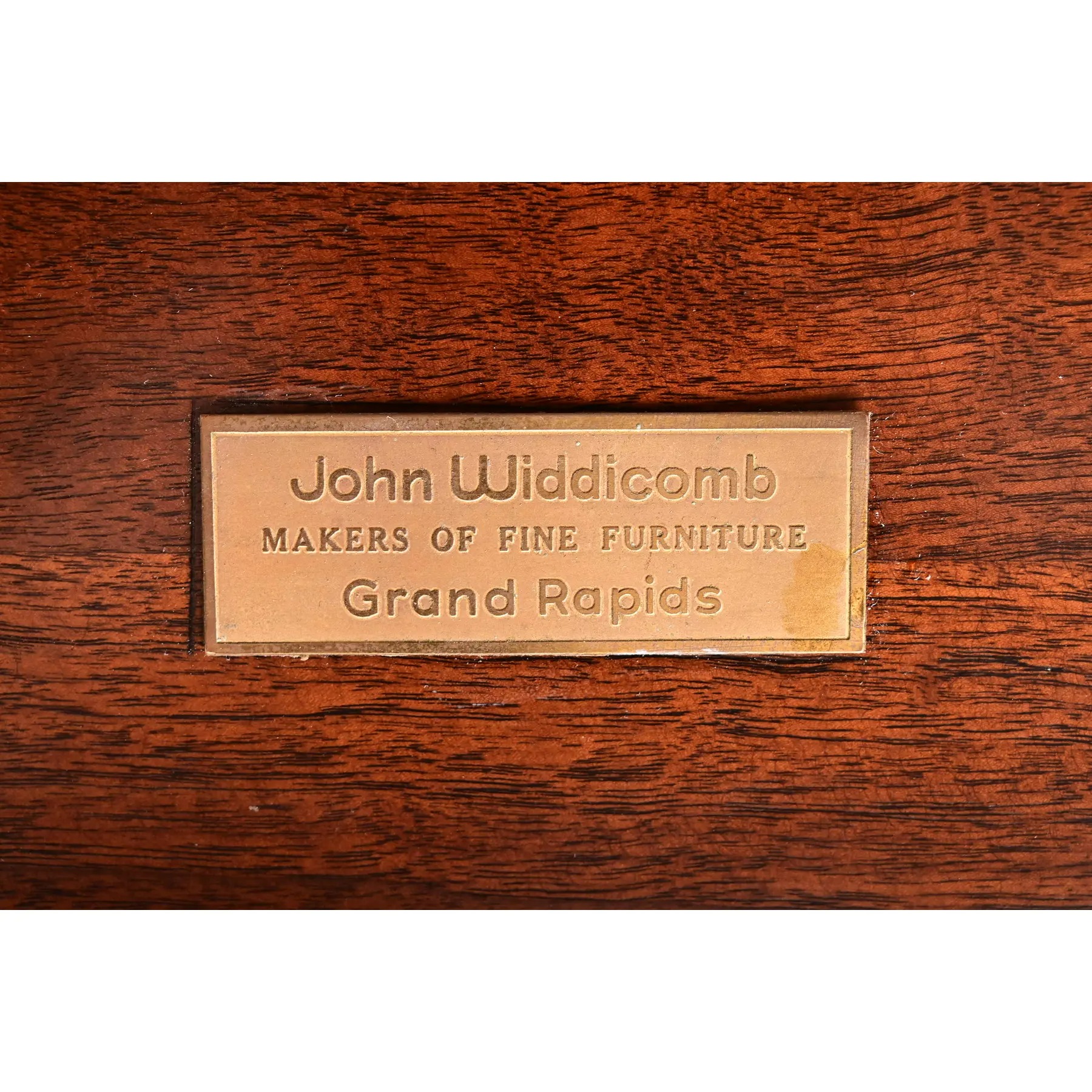 John Widdicomb Georgian Banded Mahogany Double Pedestal Extension Dining Table, Newly Refinished - Image 13