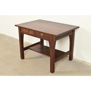 Gustav Stickley Mission Oak Arts & Crafts Writing Desk or Library Table, Circa 1910