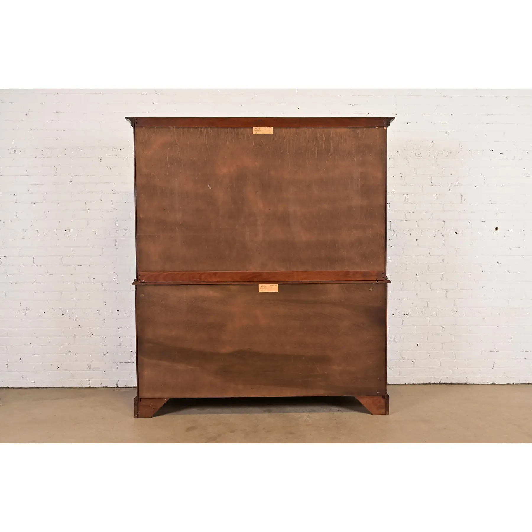 Henkel Harris American Colonial Solid Cherry Wood Breakfront or Sideboard Buffet With Hutch Top, 1977 - Image 13