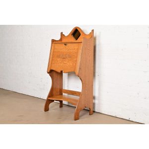 Stickley Brothers Style Antique Mission Oak Arts & Crafts Drop Front Secretary Desk, Circa 1900