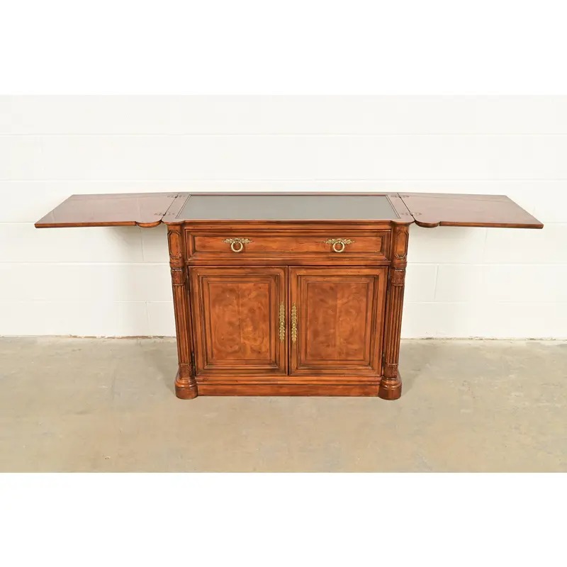 Drexel Heritage French Regency Louis XVI Burled Walnut Flip Top Server or Bar Cabinet, Circa 1960s - Image 6