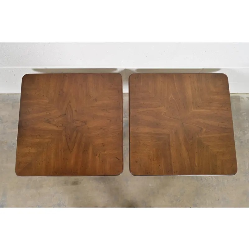 Heritage Furniture Regency Walnut Pedestal Tea Tables or Occasional Side Tables, Pair - Image 6