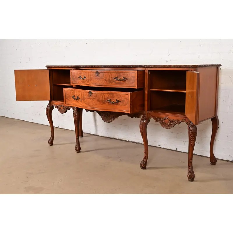 Romweber French Provincial Louis XV Burl Wood Sideboard or Bar Cabinet, Circa 1920s - Image 6