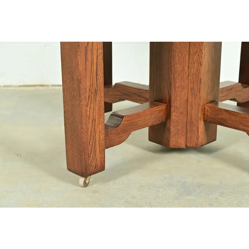 Stickley Brothers Style Antique Mission Oak Arts & Crafts Extension Dining Table, Newly Refinished - Image 6