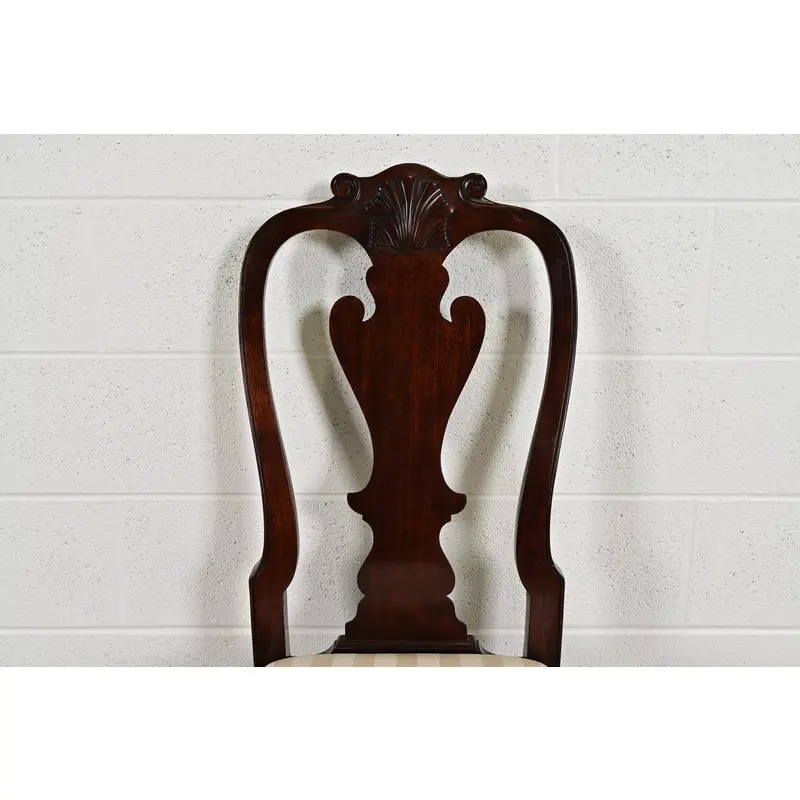 Stickley Queen Anne Carved Solid Mahogany Dining Chairs, Set of Six - Image 6