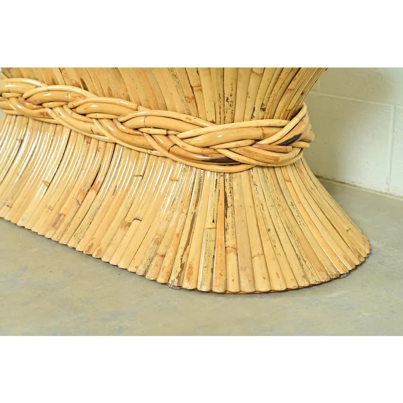 McGuire Hollywood Regency Organic Modern Bamboo Sheaf of Wheat Pedestal Coffee Table, Circa 1970s - Image 7