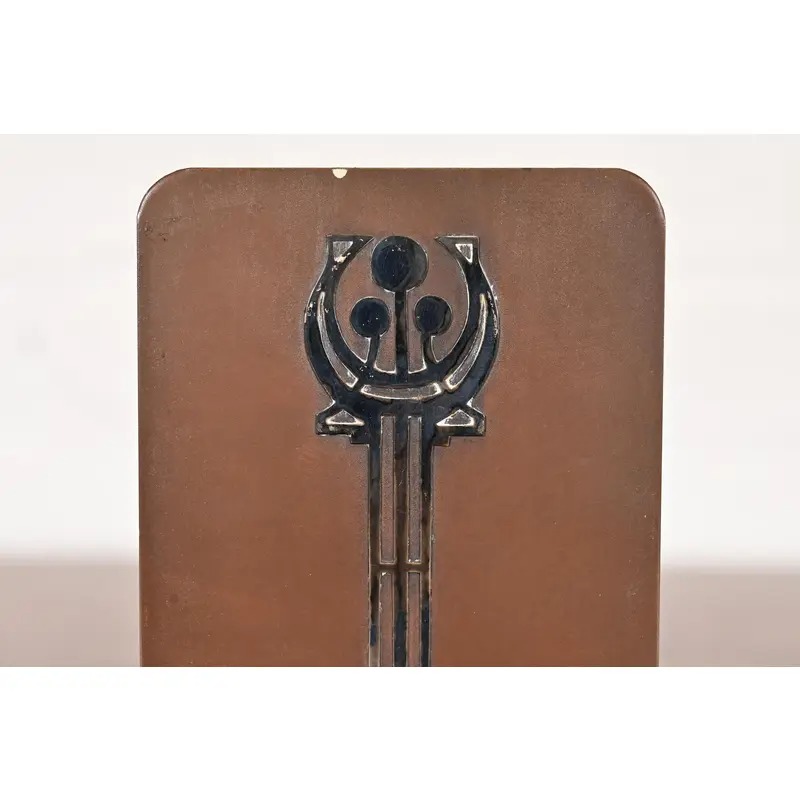 Silver Crest Arts & Crafts Sterling Silver on Bronze Bookends, Pair - Image 7