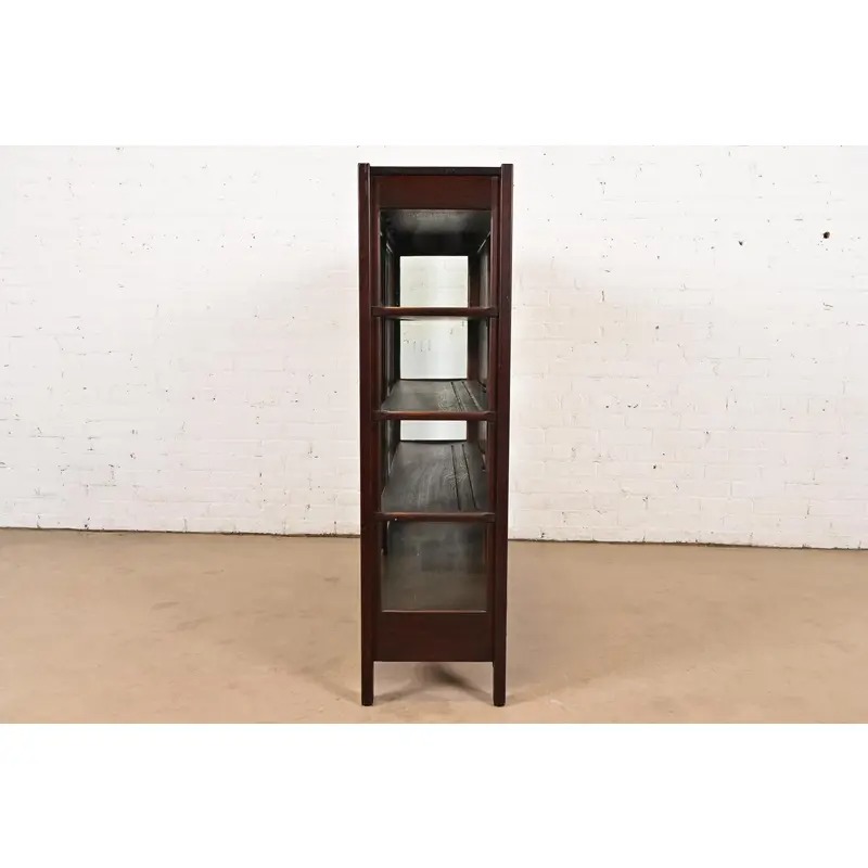 Stickley Brothers Style Antique Mission Oak Arts & Crafts Glass Front Bookcase Cabinet, Circa 1900 - Image 7