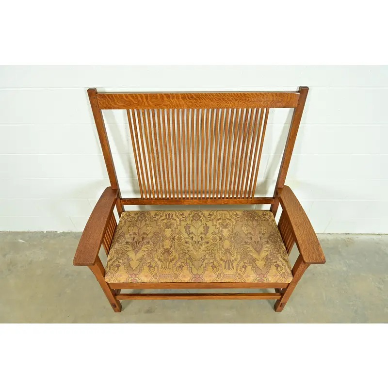Stickley Mission Oak Arts & Crafts Spindle Bench or Settee - Image 7
