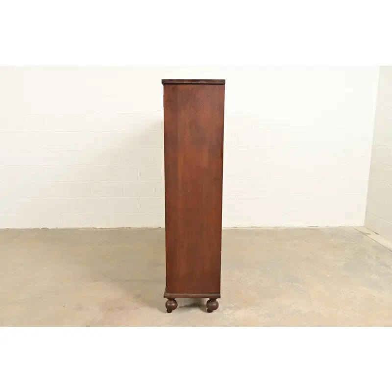 Berkey & Gay Antique Victorian Carved Mahogany Triple Bookcase or Display Cabinet, Circa 1890s - Image 8