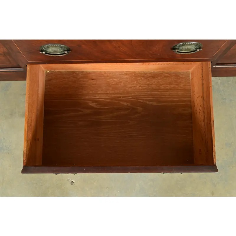 Kittinger Furniture Georgian Flame Mahogany Breakfront Bookcase Cabinet, Circa 1960s - Image 8