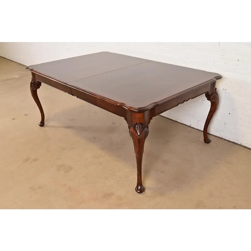 Saybolt Cleland Georgian Burled Walnut Monumental Extension Dining Table, Newly Refinished - Image 8