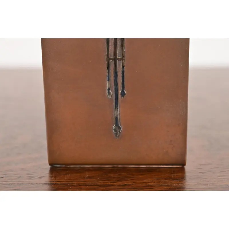 Silver Crest Arts & Crafts Sterling Silver on Bronze Bookends, Pair - Image 8