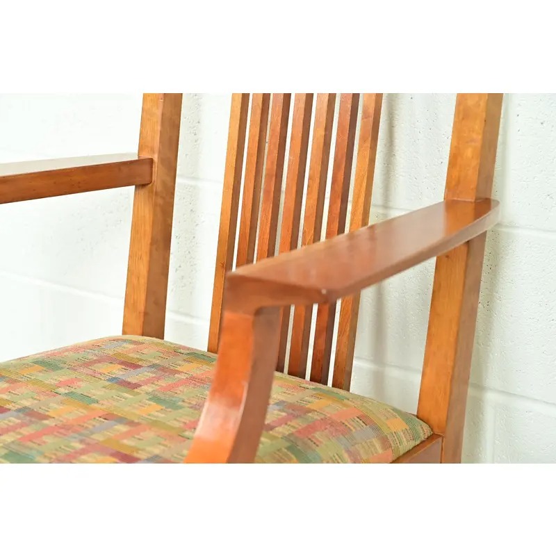 Stickley Arts & Crafts Cherry Wood High Back Spindle Armchairs, Pair - Image 8