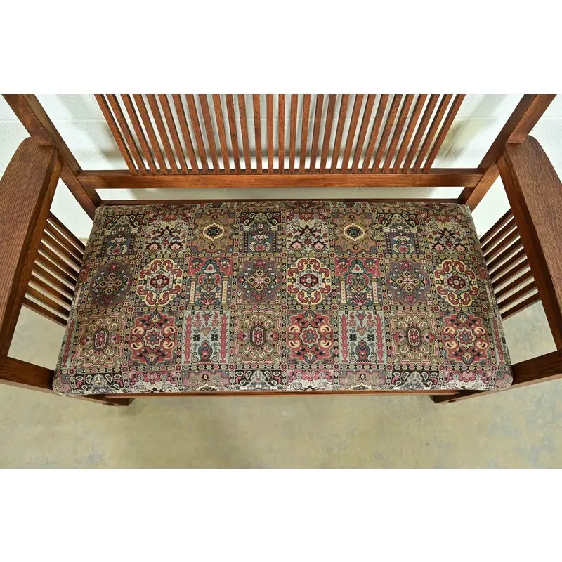 Stickley Mission Oak Arts & Crafts Spindle Bench or Settee - Image 8