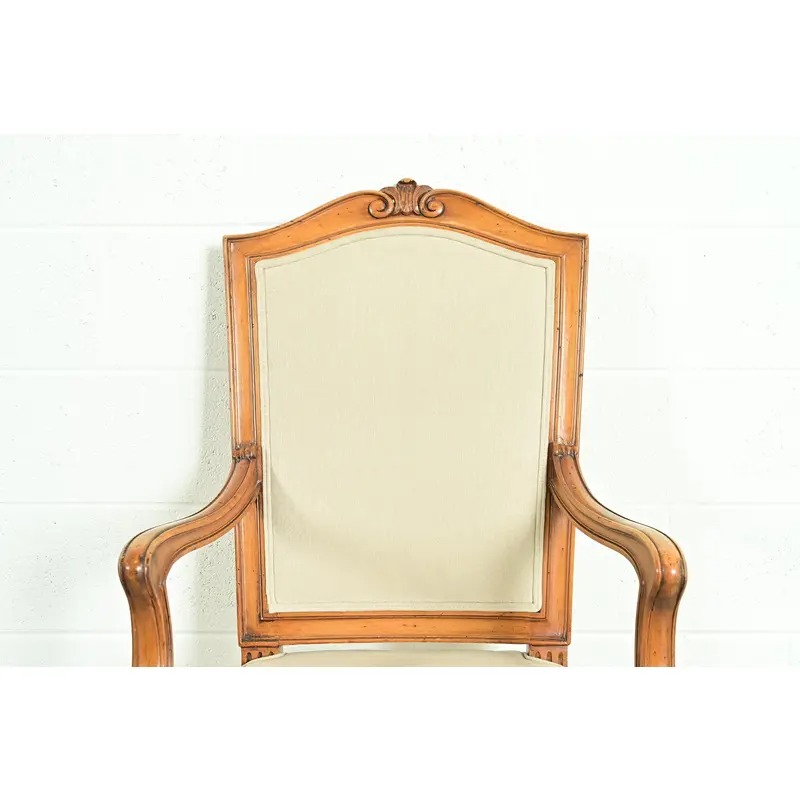 Baker Furniture Style French Regency Louis XVI Carved Walnut Dining Chairs, Set of Six - Image 9