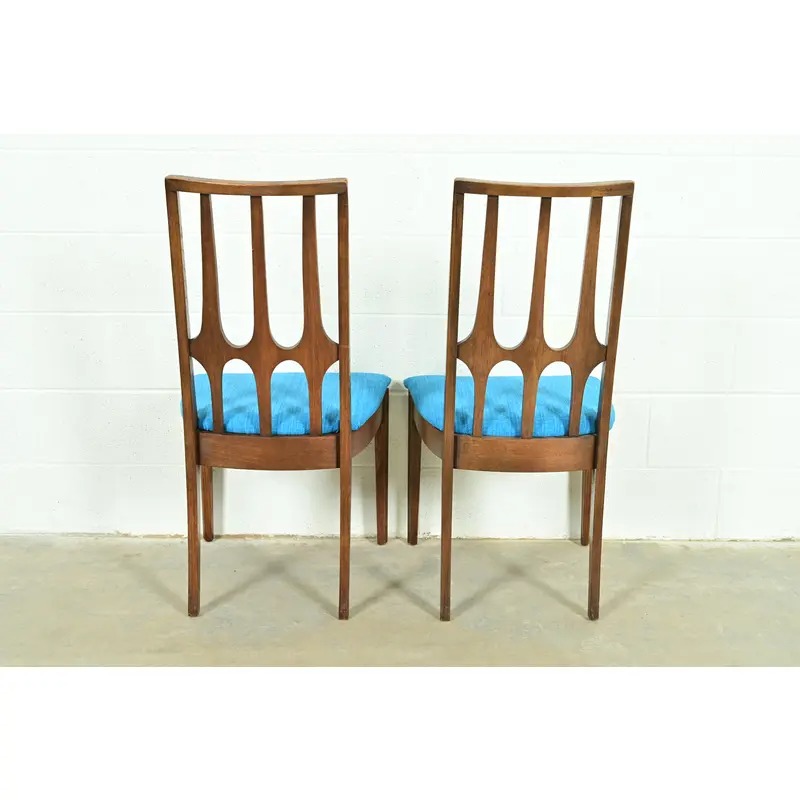 Broyhill Brasilia Mid-Century Modern Sculpted Walnut Side Chairs or Dining Chairs, Pair - Image 9